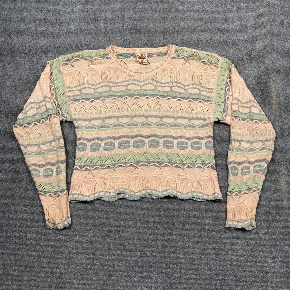 Sema Triko Women's Pastel Geometric Knit Sweater‎ Long Sleeve Crew Neck